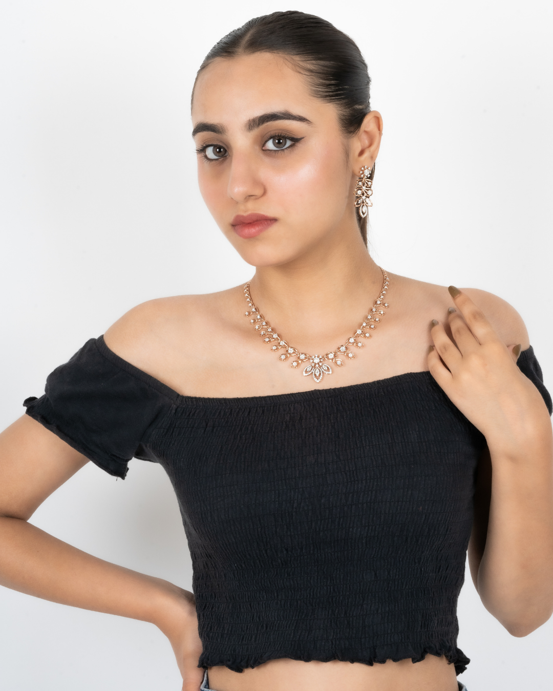 Leafy Diamond Necklace Set