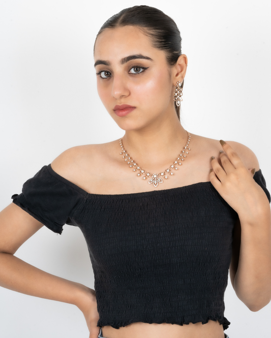 Leafy Diamond Necklace Set