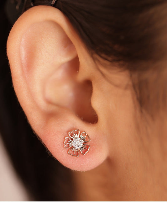 Delicate Floral Diamond Earrings