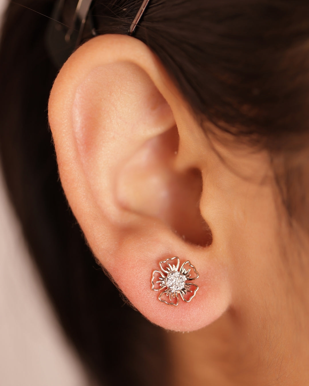 Delicate Floral Diamond Earrings