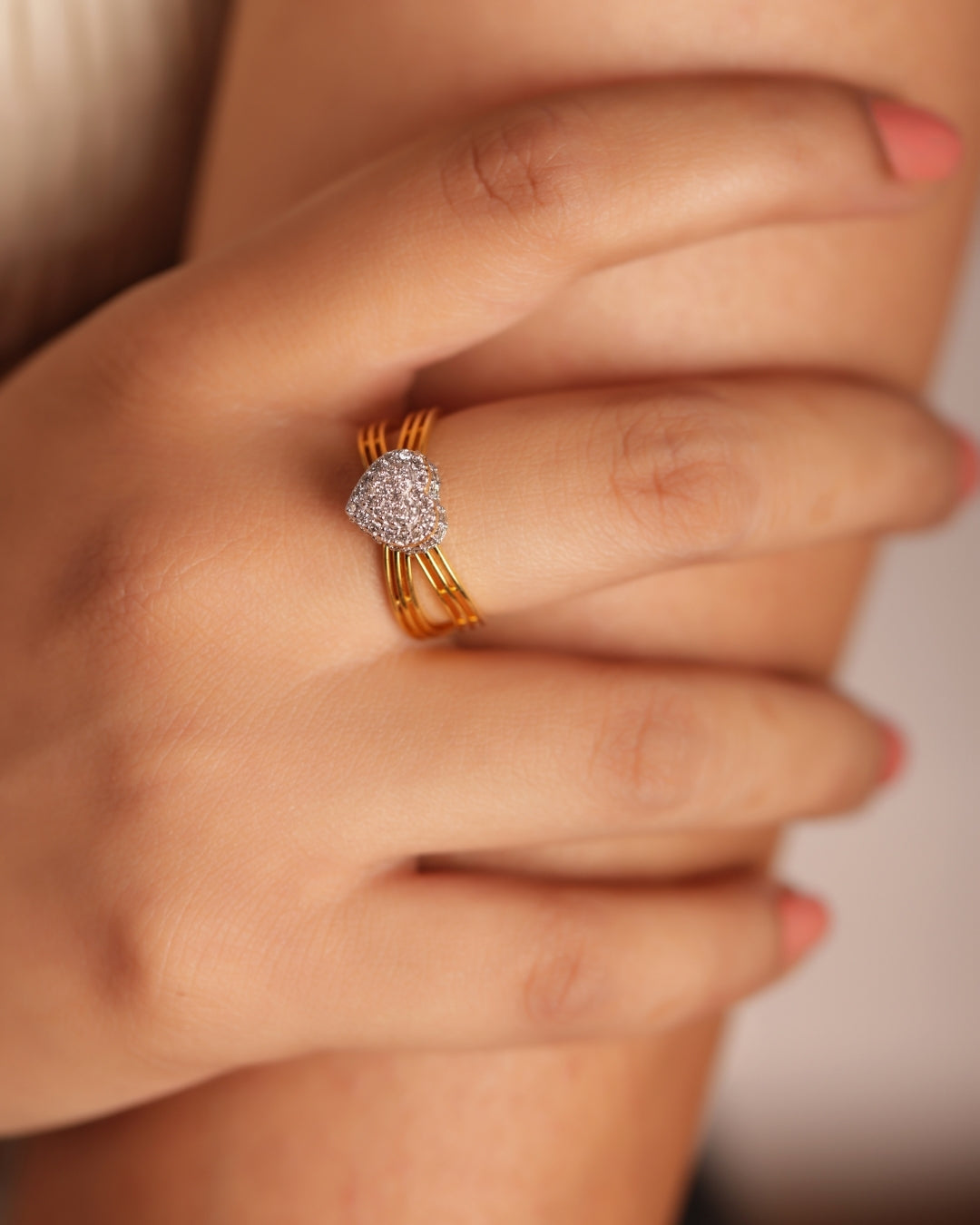 Cluster Heart Diamond Ring