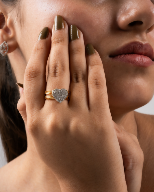 cluster heart diamond ring