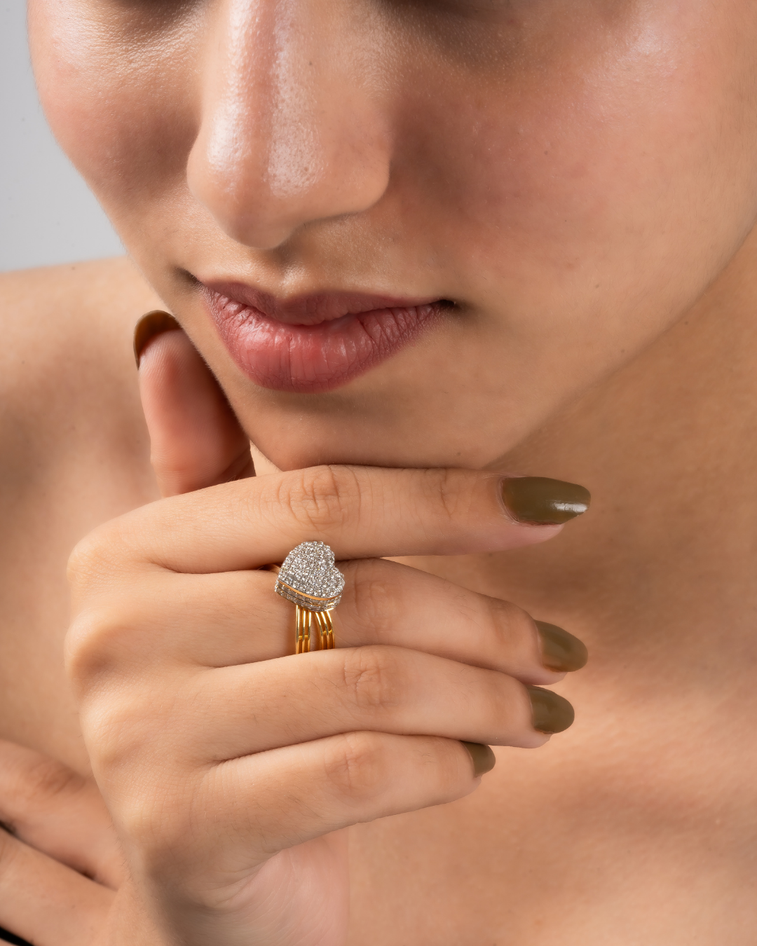 cluster heart diamond ring