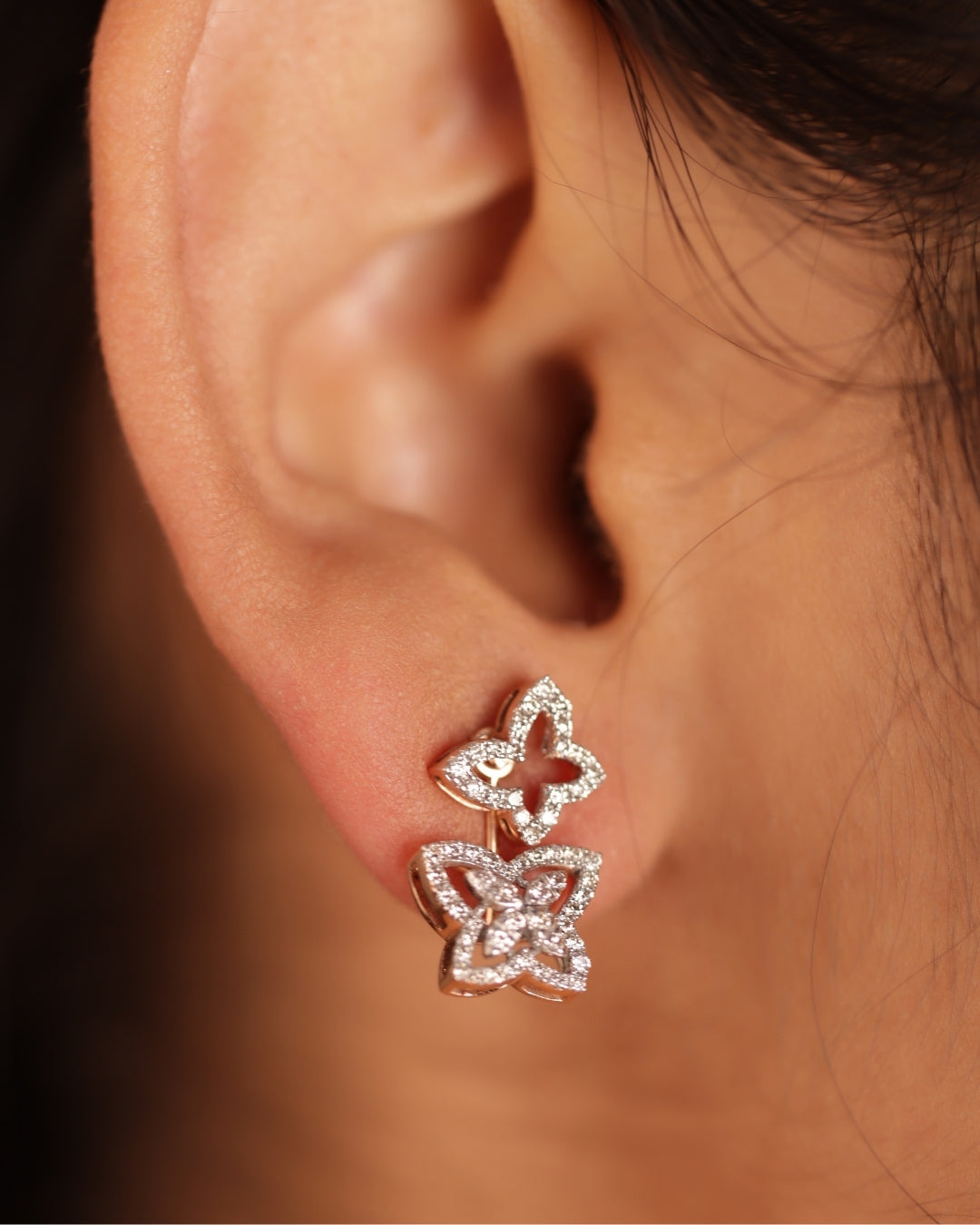 2 In One Hanging Butterfly Earings