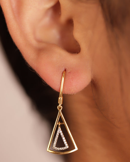 Glossy Yellow Gold Diamond Danglers
