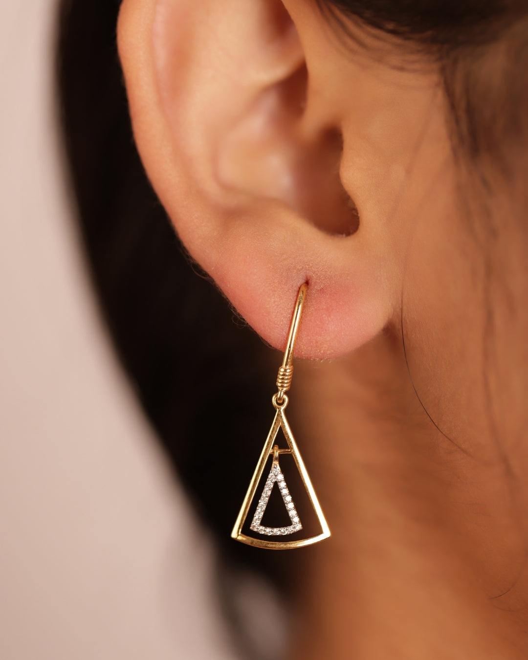 Glossy Yellow Gold Diamond Danglers