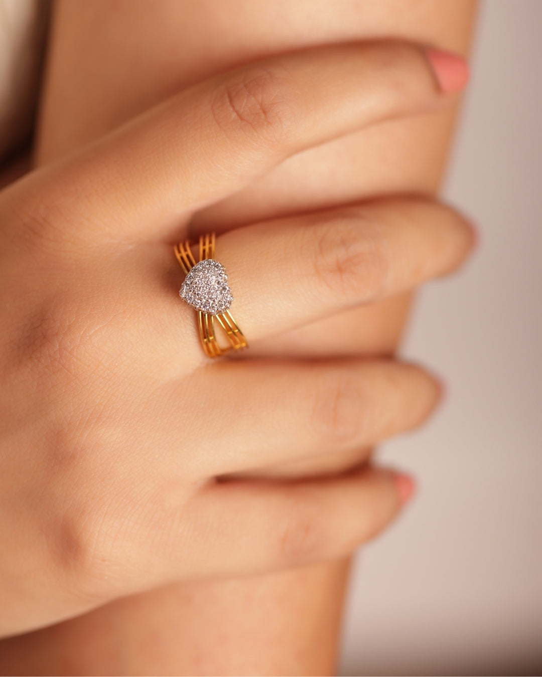 Cluster Heart Diamond Ring