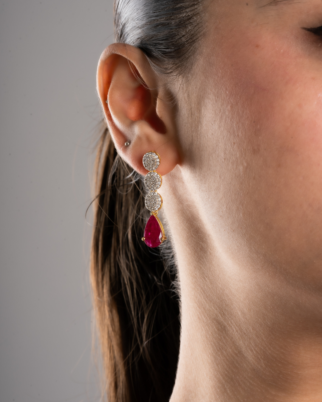 Ruby pear diamond necklace