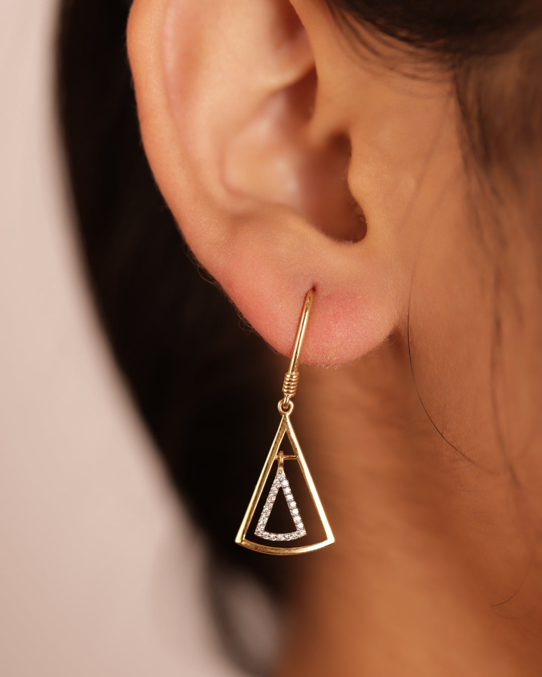 Glossy Yellow Gold Diamond Danglers