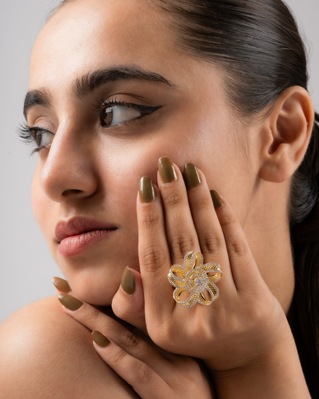 floral diamond ring