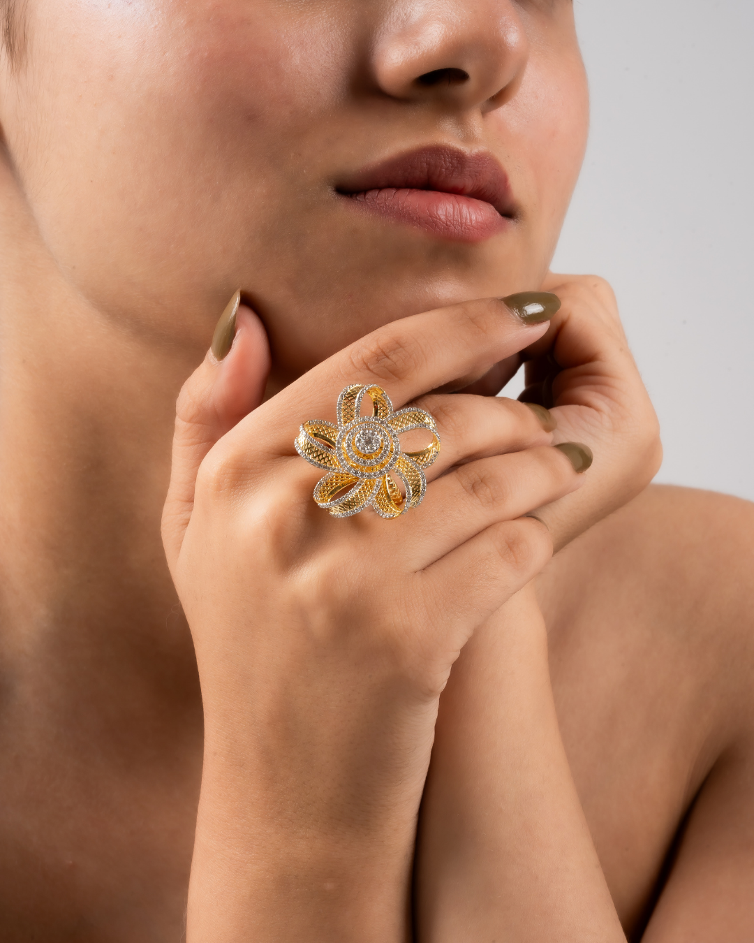 floral diamond ring