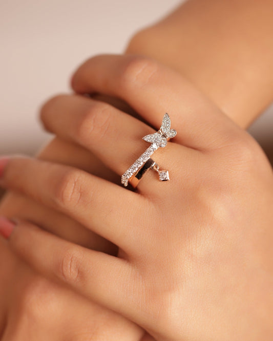 Butterfly Hanging Diamond Ring
