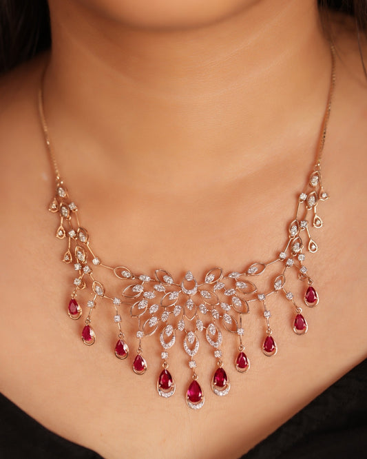 Radiant Ruby Diamond Necklace