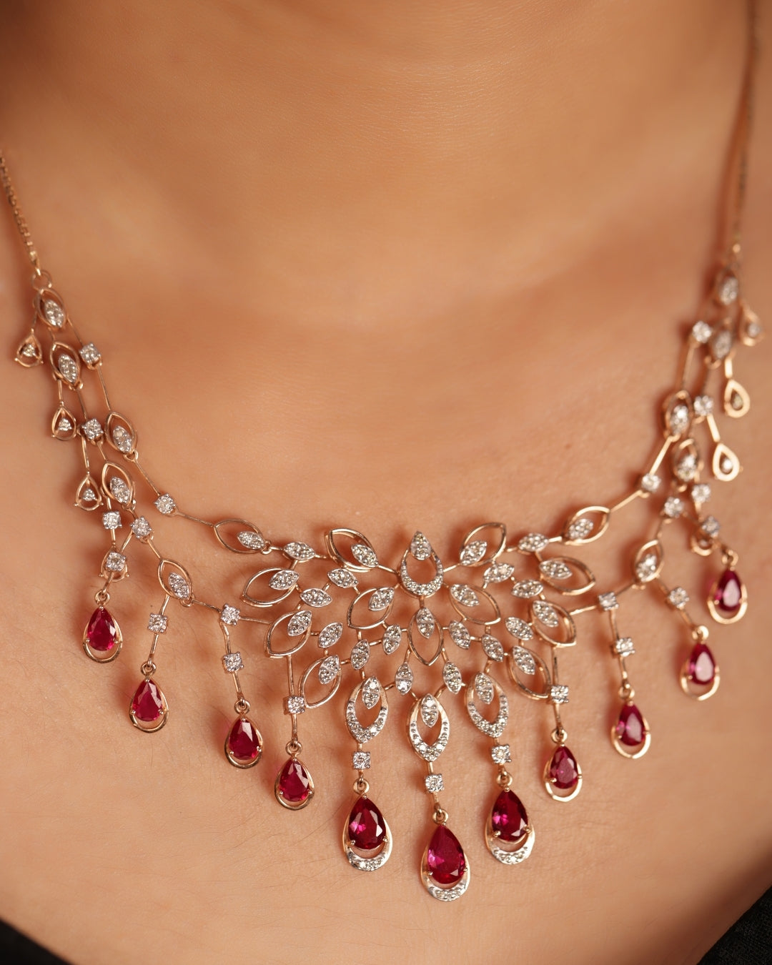Radiant Ruby Diamond Necklace