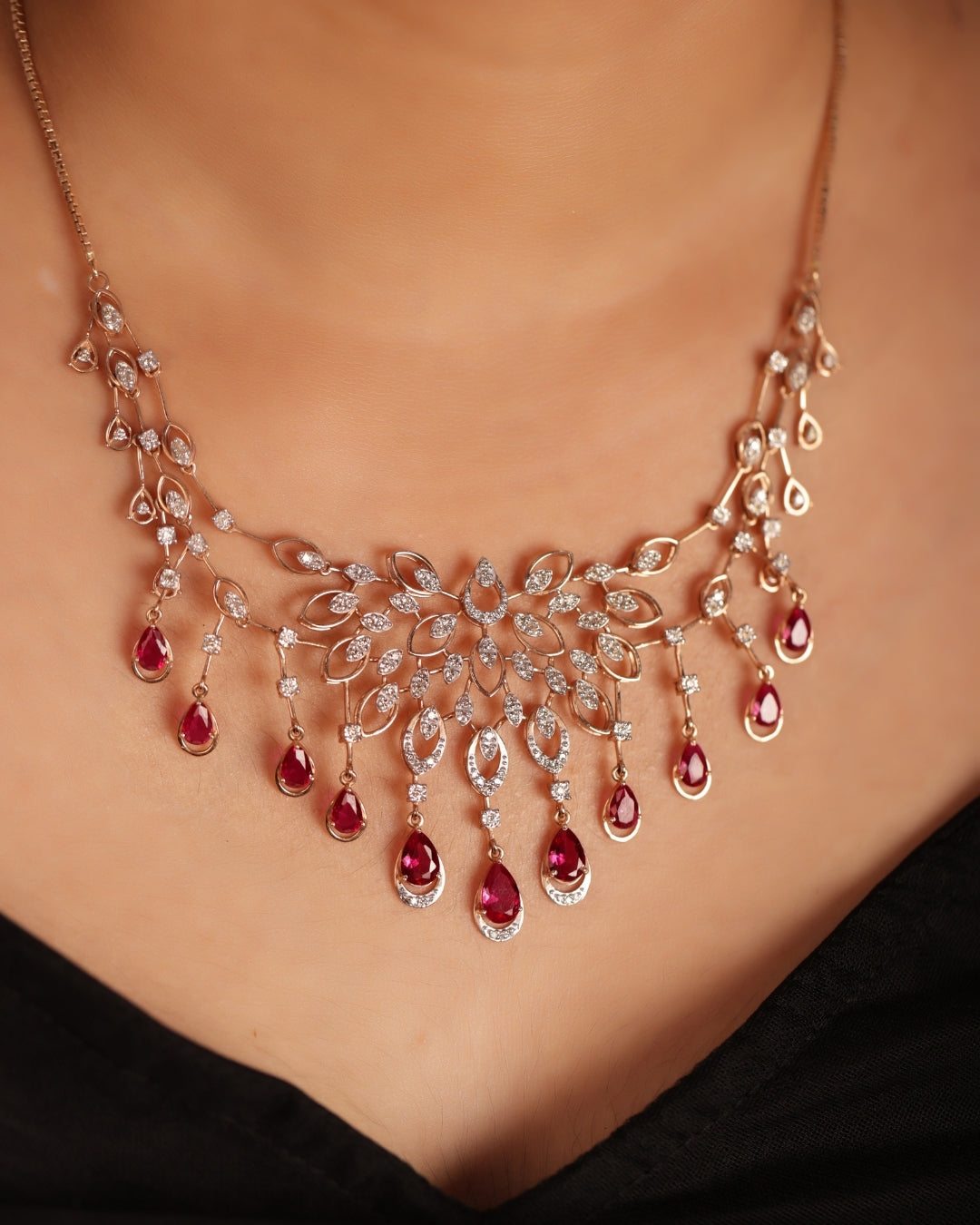 Radiant Ruby Diamond Necklace
