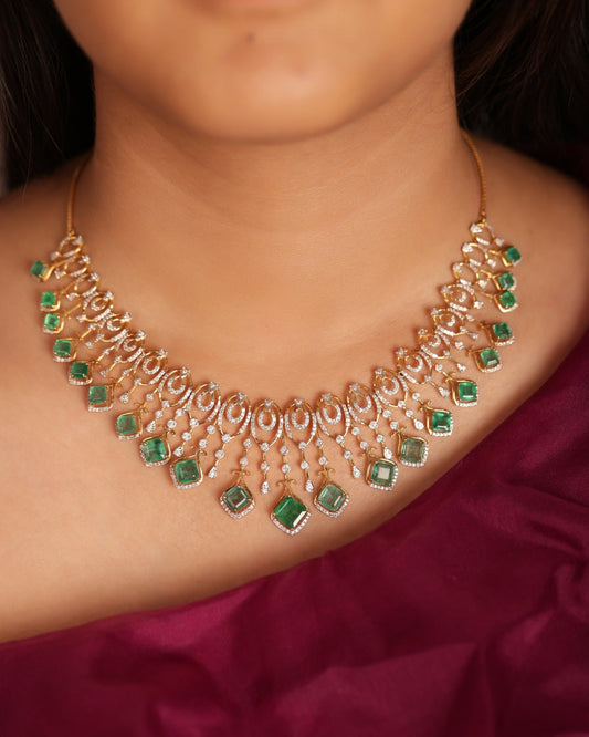Princess Emerald And Diamond Necklace