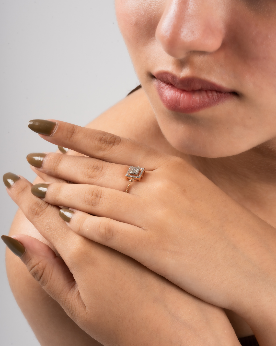 diamond chainstyle adjustable ring
