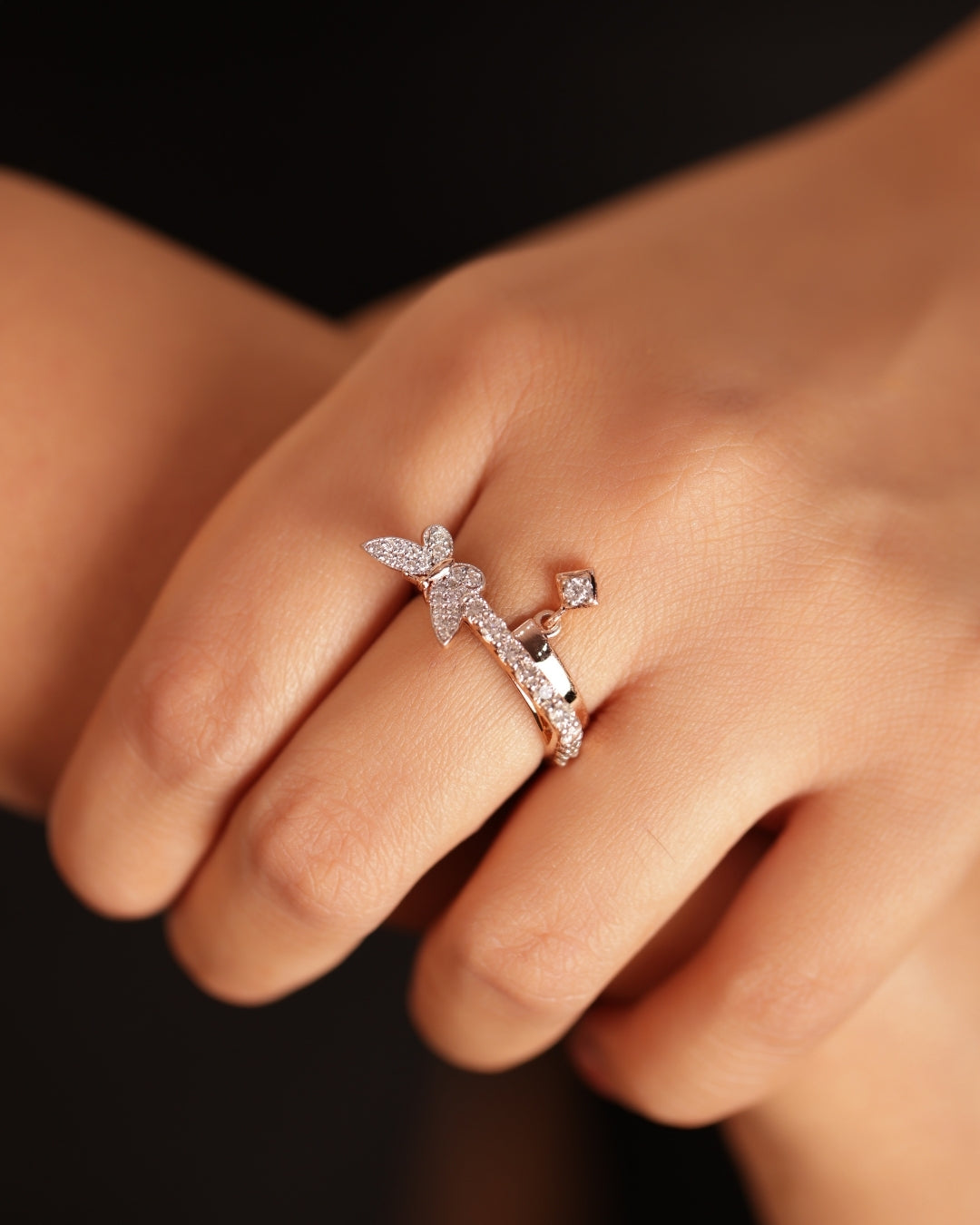 Butterfly Hanging Diamond Ring