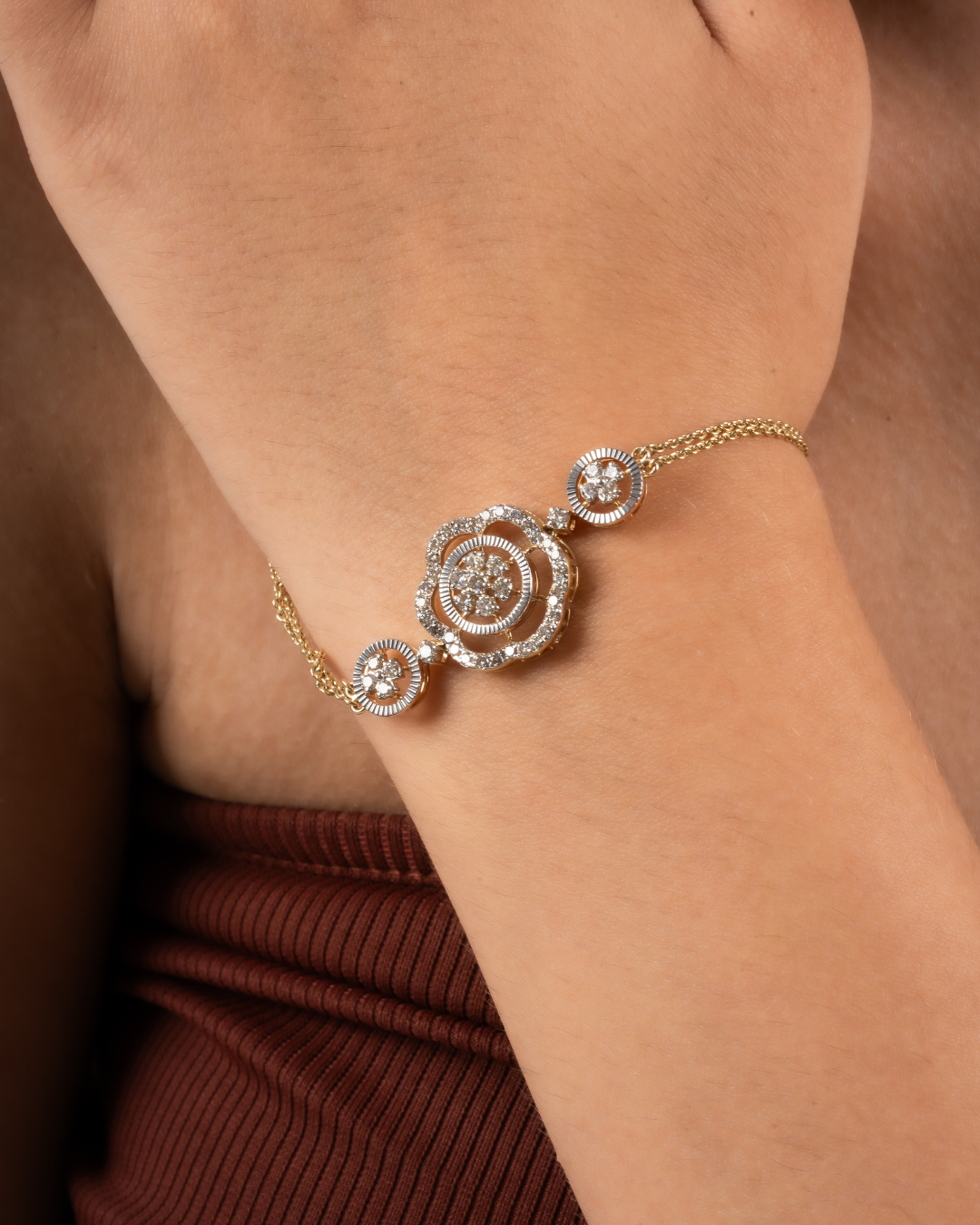 flower diamond chain bracelet