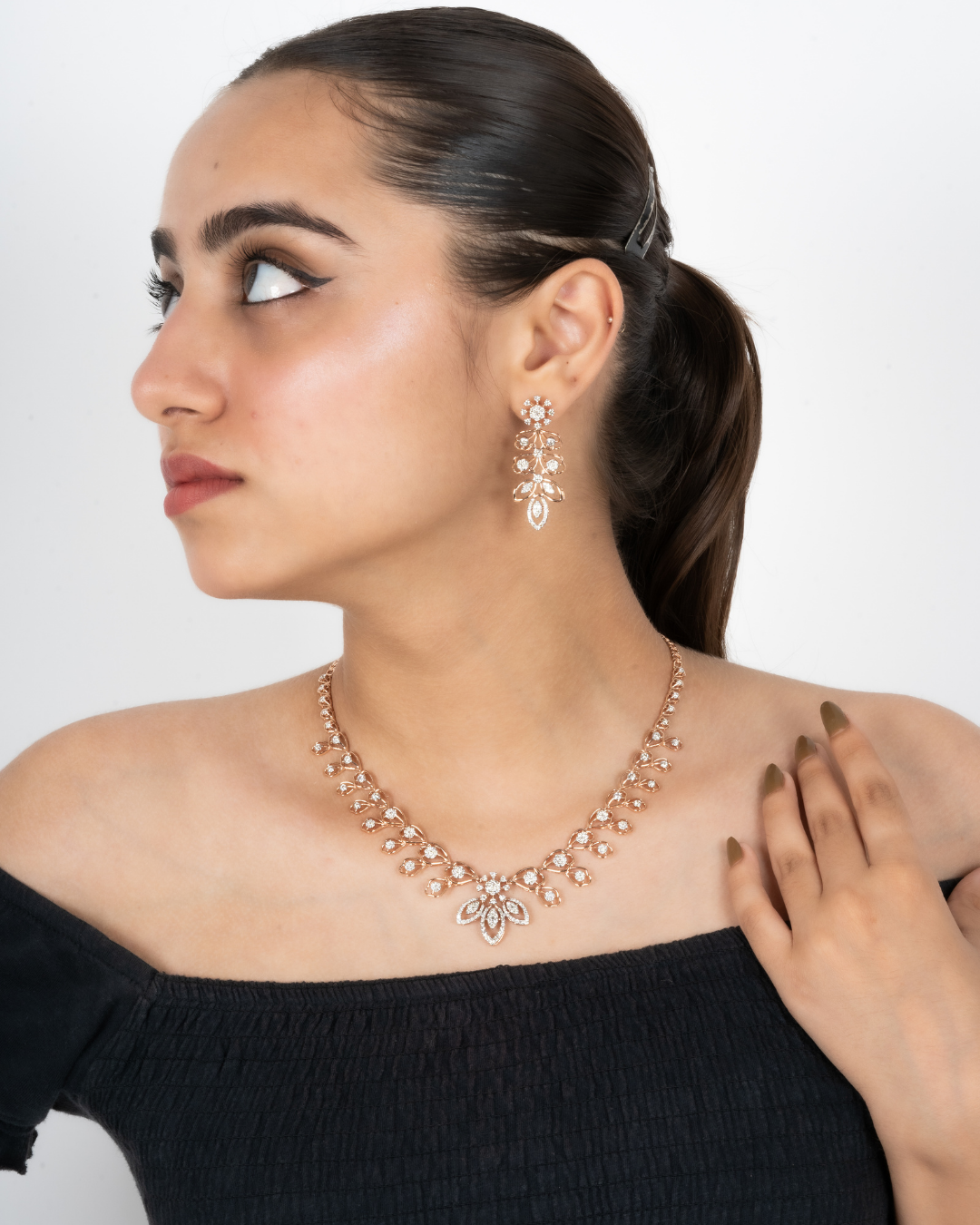 Leafy Diamond Necklace Set