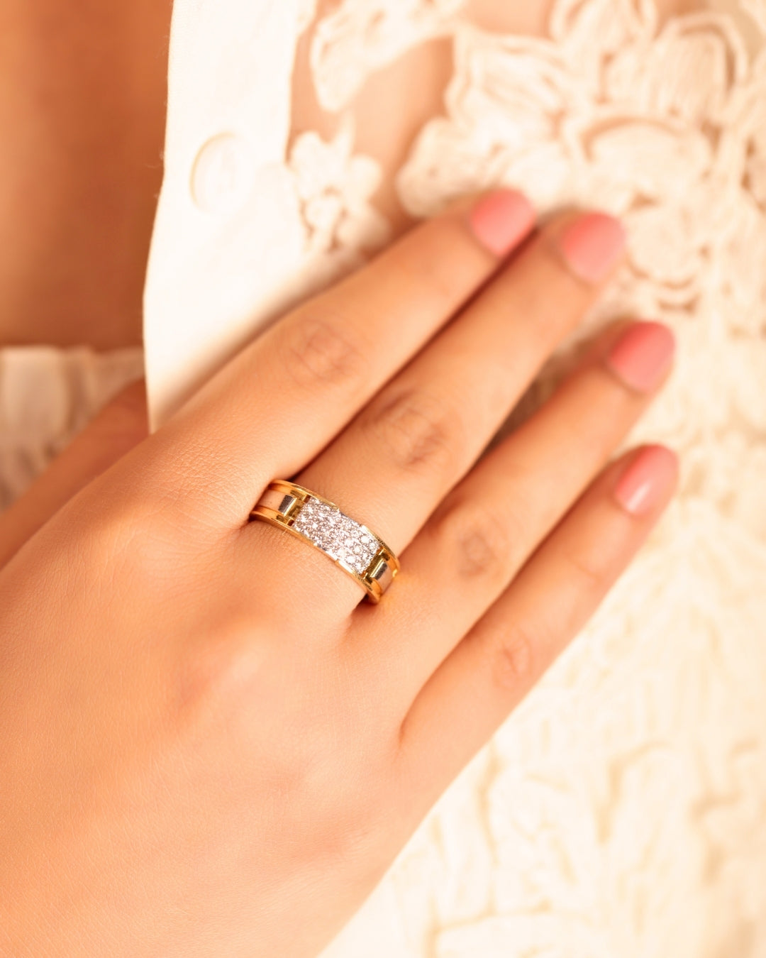 Intricate Dual Metal Diamond Ring