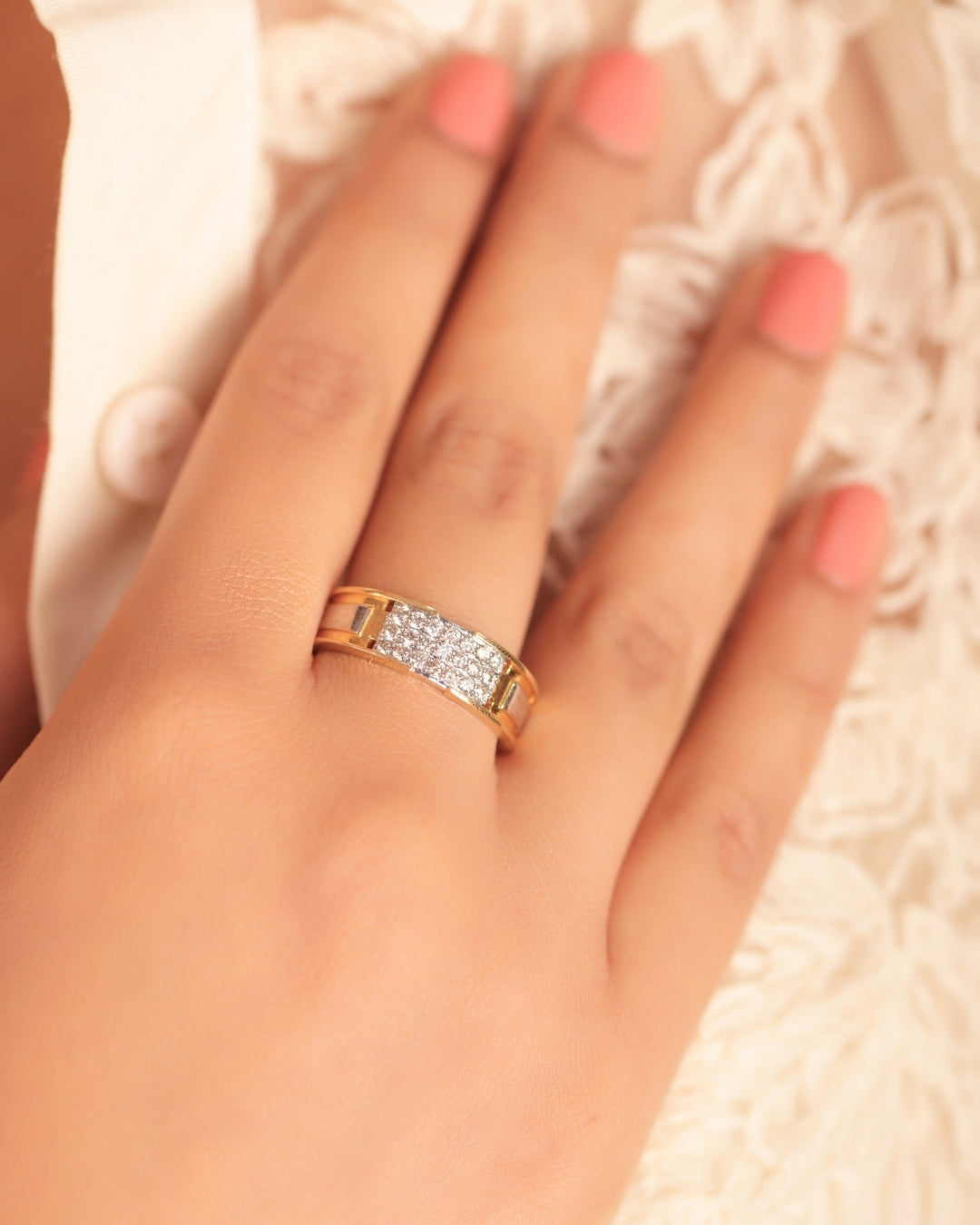 Intricate Dual Metal Diamond Ring