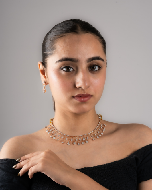 Cluster of pear diamond necklace