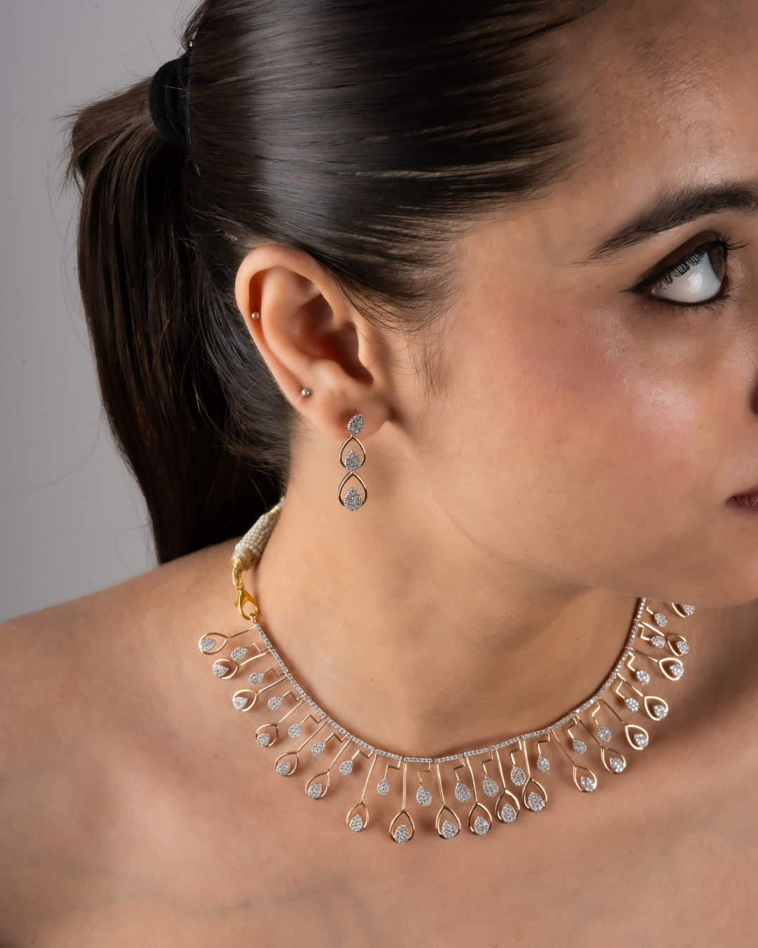 Cluster of pear diamond necklace