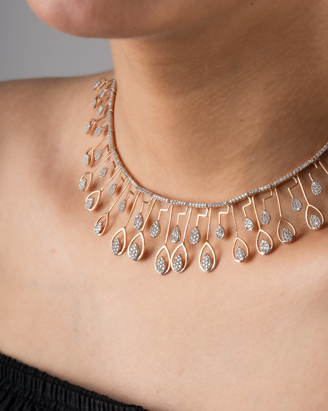 Cluster of pear diamond necklace