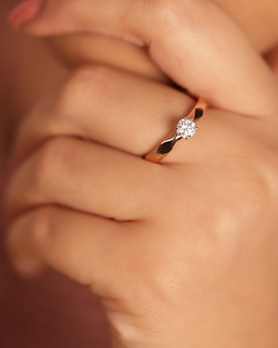 Faceted Solitaire Ring