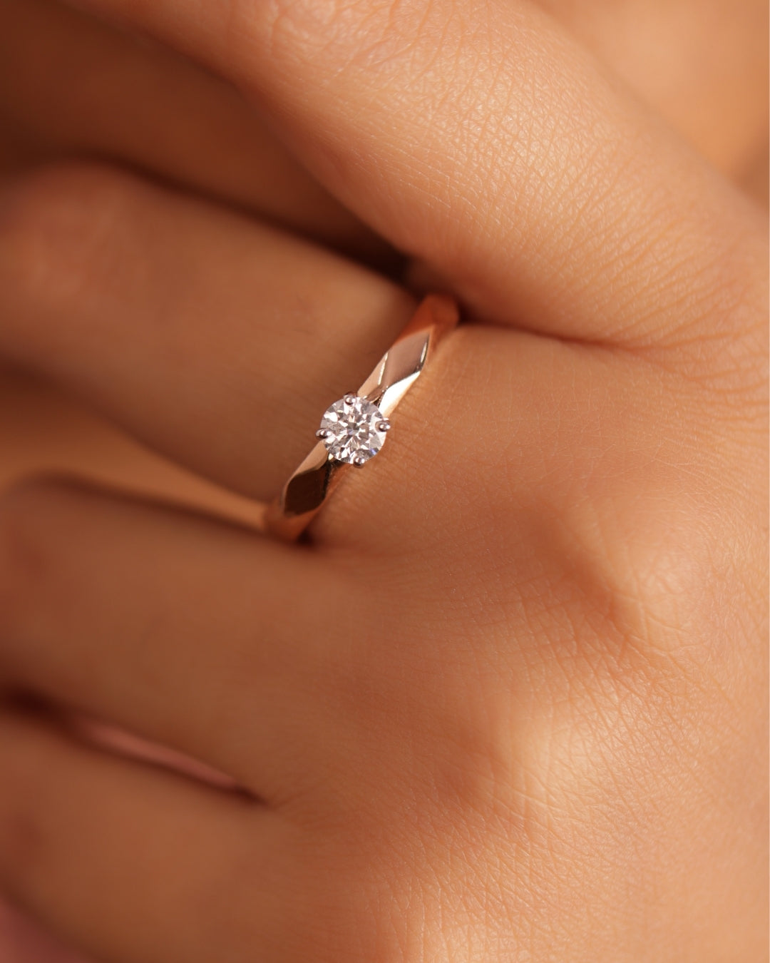 Faceted Solitaire Ring