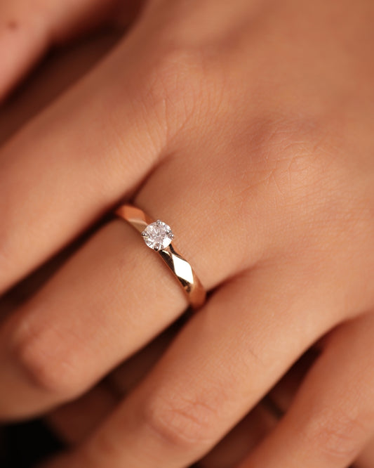 Faceted Solitaire Ring