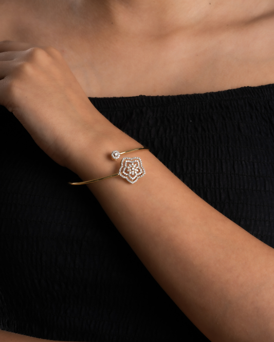 hollow floral diamond bracelet