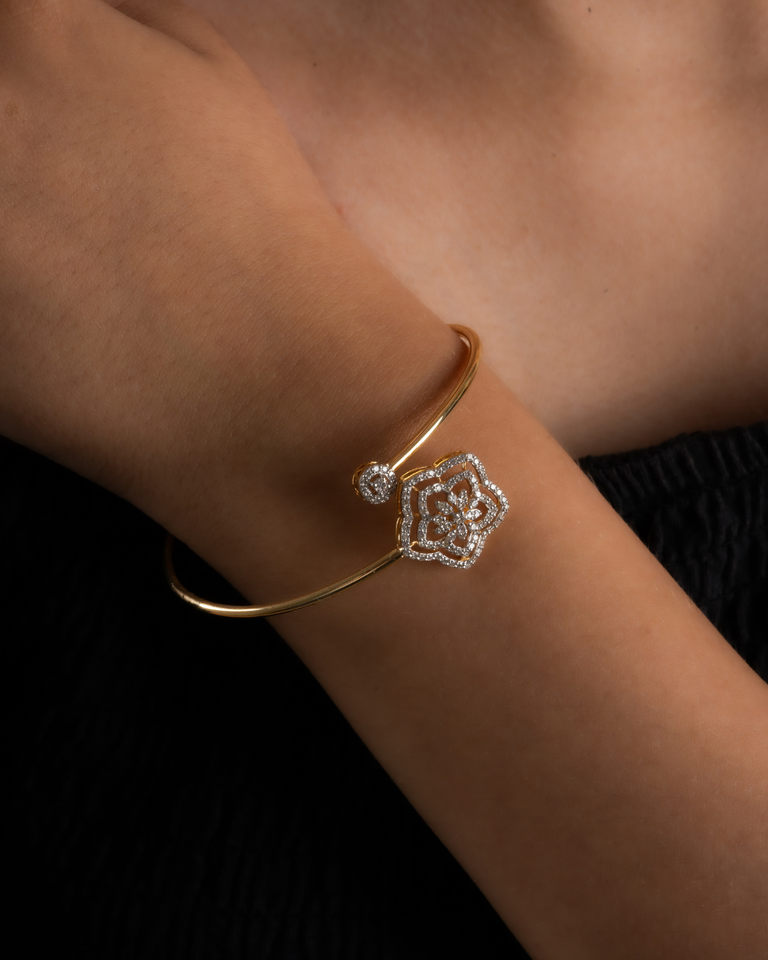hollow floral diamond bracelet