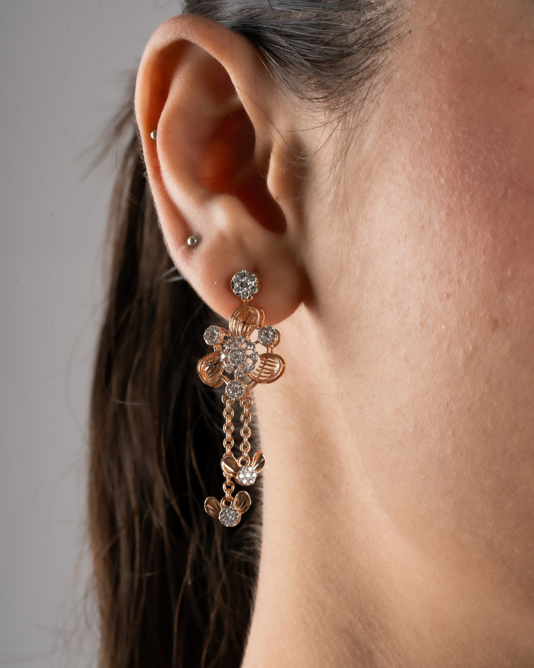 Jaali cutting floral necklace set