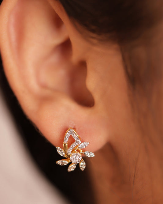 Splended Yellow Gold Diamond Earings