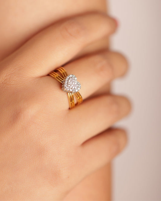 Cluster Heart Diamond Ring
