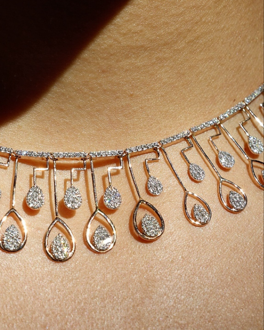 radiant rain drop cascade necklace set