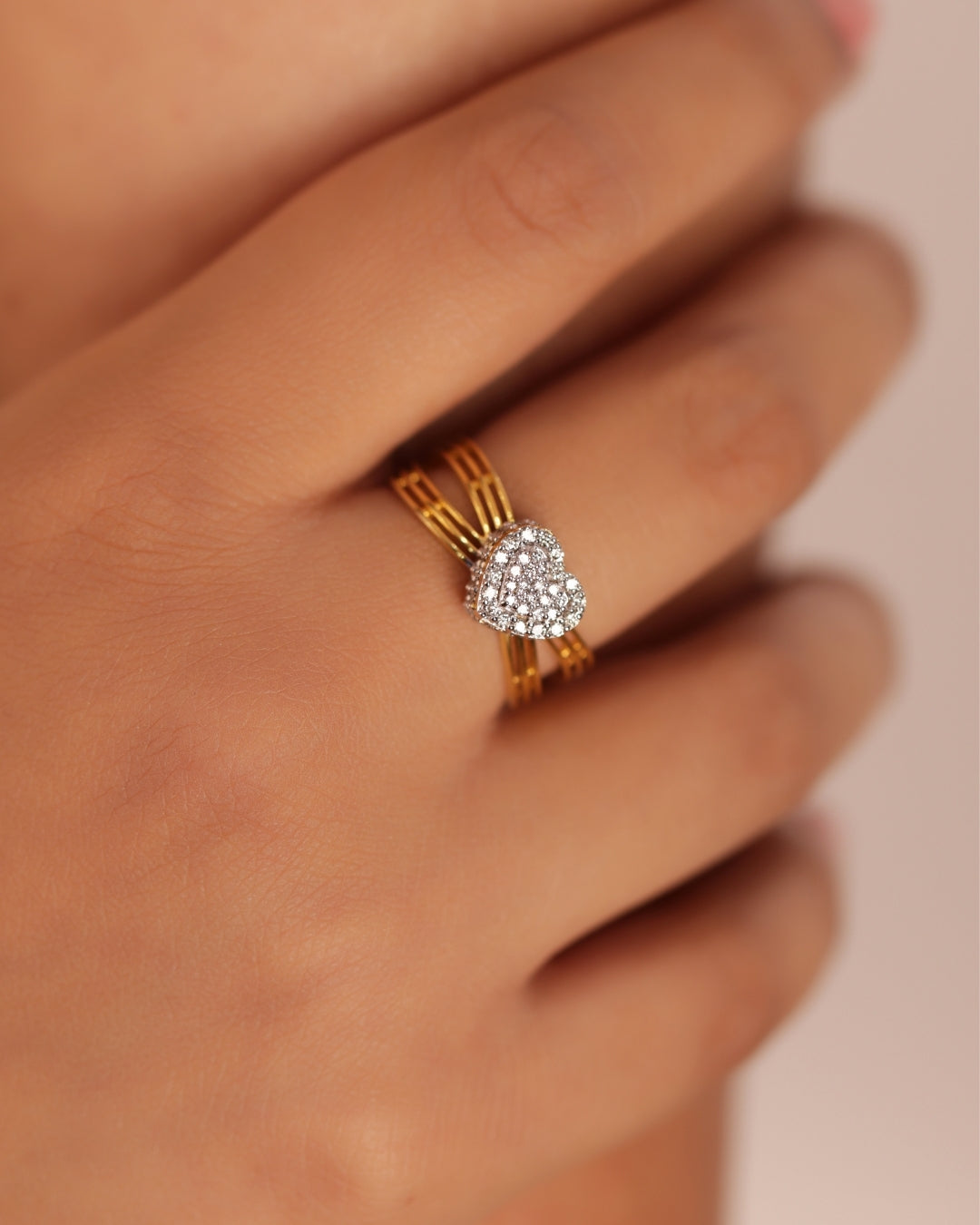 Cluster Heart Diamond Ring