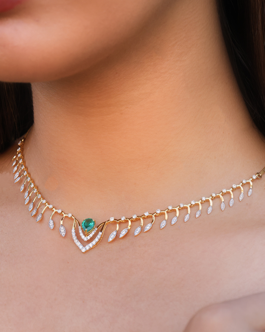 leafy stem diamond necklace