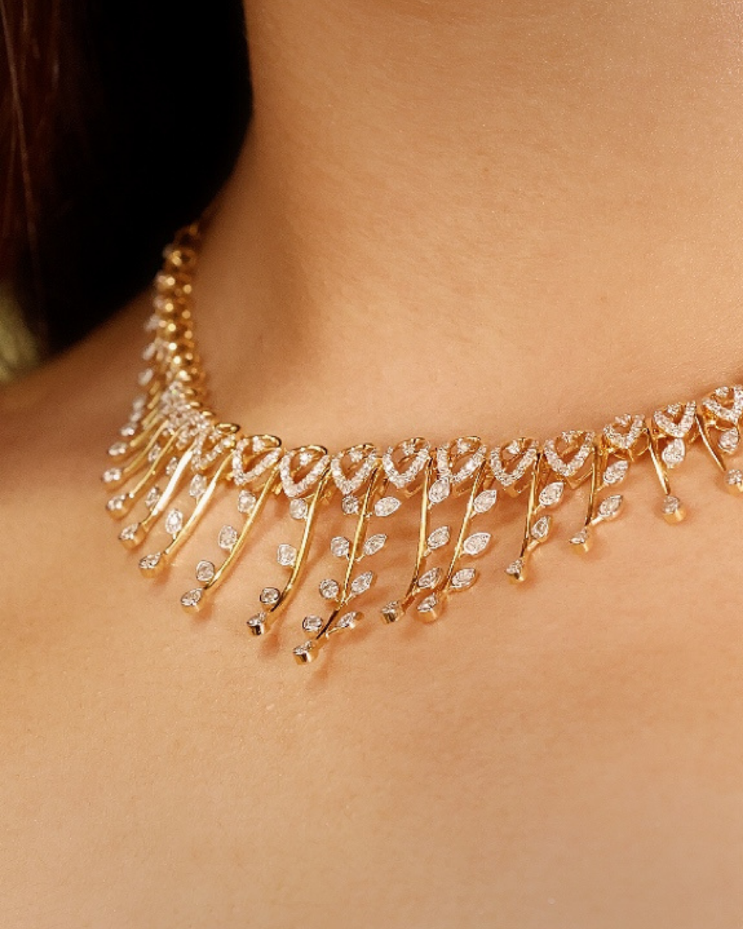 Golden Dewdrops- Diamond Necklace