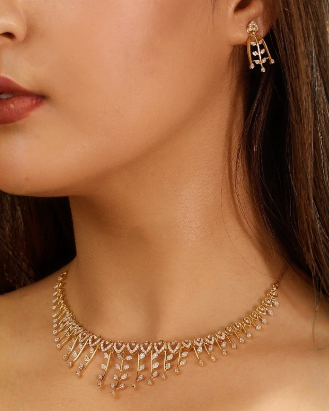 Golden Dewdrops- Diamond Necklace