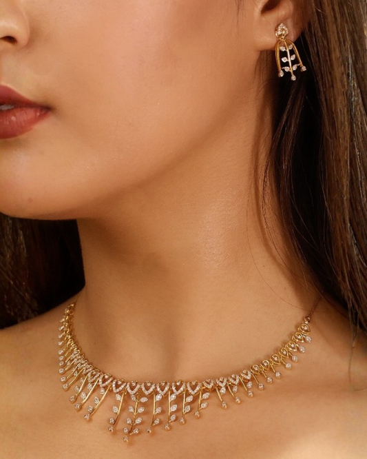 Golden Dewdrops- Diamond Necklace