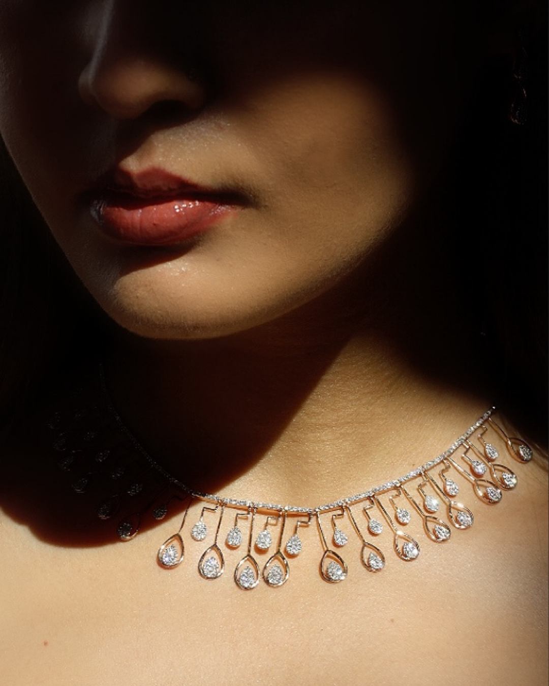 radiant rain drop cascade necklace set